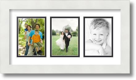 ArtToFrames Collage Mat Picture Photo Frame 3 3.5x5" Openings in Satin White 29