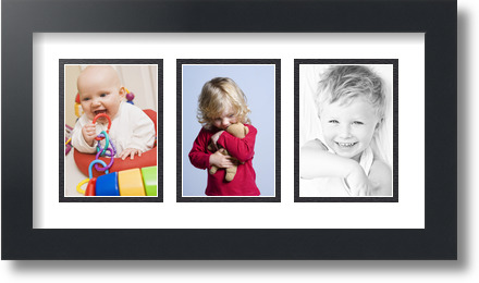 ArtToFrames Collage Mat Picture Photo Frame 3 3.5x5" Openings in Satin Black 29