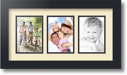 ArtToFrames Collage Mat Picture Photo Frame 3 3.5x5" Openings in Satin Black 29