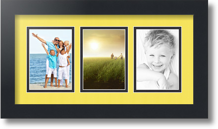 ArtToFrames Collage Mat Picture Photo Frame 3 3.5x5" Openings in Satin Black 29