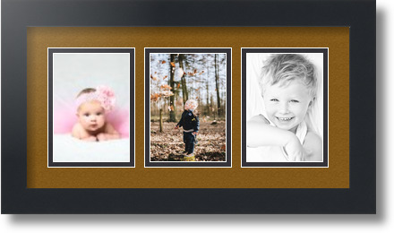 ArtToFrames Collage Mat Picture Photo Frame 3 3.5x5" Openings in Satin Black 29