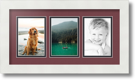 ArtToFrames Collage Mat Picture Photo Frame 3 3.5x5" Openings in Satin White 29