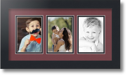 ArtToFrames Collage Mat Picture Photo Frame 3 3.5x5" Openings in Satin Black 29