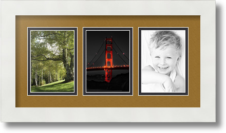 ArtToFrames Collage Mat Picture Photo Frame 3 3.5x5" Openings in Satin White 29