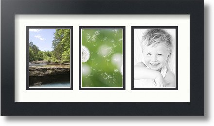 ArtToFrames Collage Mat Picture Photo Frame 3 3.5x5" Openings in Satin Black 29