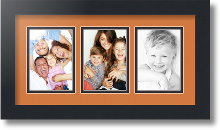 ArtToFrames Collage Mat Picture Photo Frame 3 3.5x5" Openings in Satin Black 29