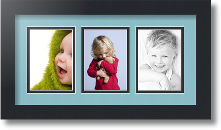 ArtToFrames Collage Mat Picture Photo Frame 3 3.5x5" Openings in Satin Black 29