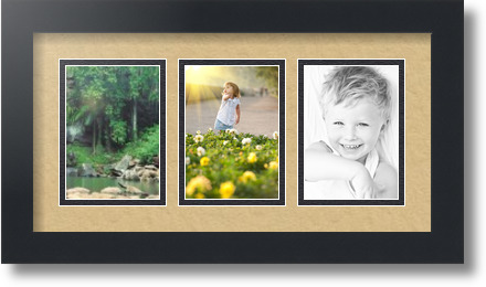 ArtToFrames Collage Mat Picture Photo Frame 3 3.5x5" Openings in Satin Black 29