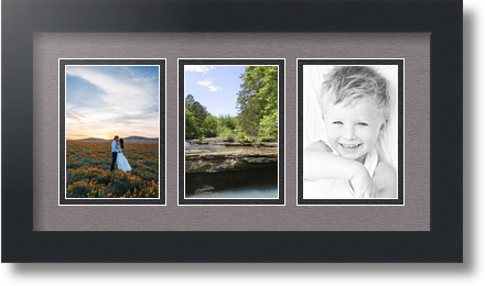 ArtToFrames Collage Mat Picture Photo Frame 3 3.5x5" Openings in Satin Black 29