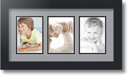 ArtToFrames Collage Mat Picture Photo Frame 3 3.5x5" Openings in Satin Black 29