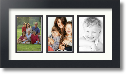 ArtToFrames Collage Mat Picture Photo Frame 3 3.5x5" Openings in Satin Black 29