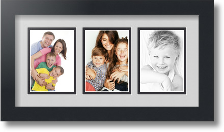 ArtToFrames Collage Mat Picture Photo Frame 3 3.5x5" Openings in Satin Black 29