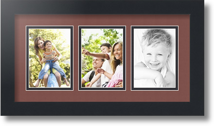 ArtToFrames Collage Mat Picture Photo Frame 3 3.5x5" Openings in Satin Black 29