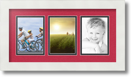 ArtToFrames Collage Mat Picture Photo Frame 3 3.5x5" Openings in Satin White 29