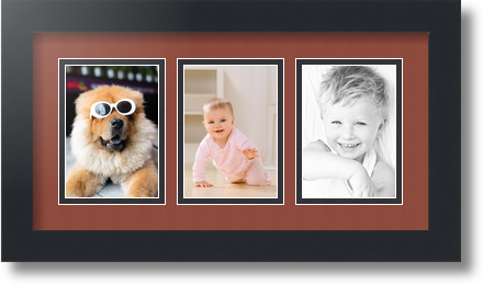 ArtToFrames Collage Mat Picture Photo Frame 3 3.5x5" Openings in Satin Black 29