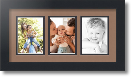 ArtToFrames Collage Mat Picture Photo Frame 3 3.5x5" Openings in Satin Black 29