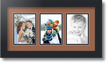 ArtToFrames Collage Mat Picture Photo Frame 3 3.5x5" Openings in Satin Black 29