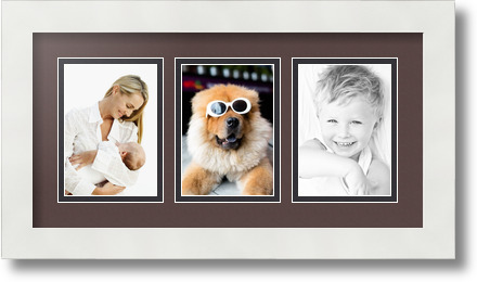 ArtToFrames Collage Mat Picture Photo Frame 3 3.5x5" Openings in Satin White 29