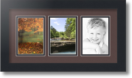 ArtToFrames Collage Mat Picture Photo Frame 3 3.5x5" Openings in Satin Black 29