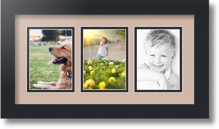 ArtToFrames Collage Mat Picture Photo Frame 3 3.5x5" Openings in Satin Black 29