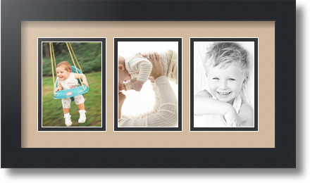 ArtToFrames Collage Mat Picture Photo Frame 3 3.5x5" Openings in Satin Black 29