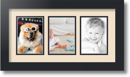 ArtToFrames Collage Mat Picture Photo Frame 3 3.5x5" Openings in Satin Black 29