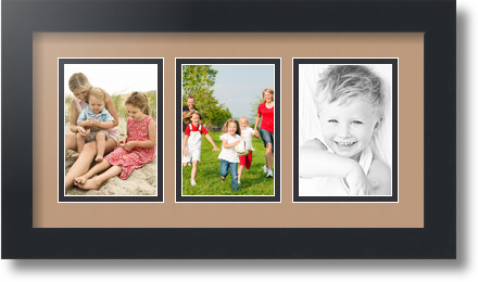 ArtToFrames Collage Mat Picture Photo Frame 3 3.5x5" Openings in Satin Black 29