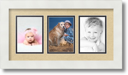 ArtToFrames Collage Mat Picture Photo Frame 3 3.5x5" Openings in Satin White 29