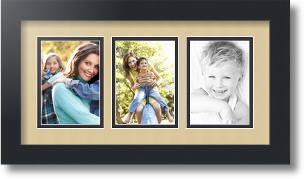 ArtToFrames Collage Mat Picture Photo Frame 3 3.5x5" Openings in Satin Black 29