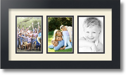 ArtToFrames Collage Mat Picture Photo Frame 3 3.5x5" Openings in Satin Black 29