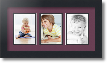 ArtToFrames Collage Mat Picture Photo Frame 3 3.5x5" Openings in Satin Black 29