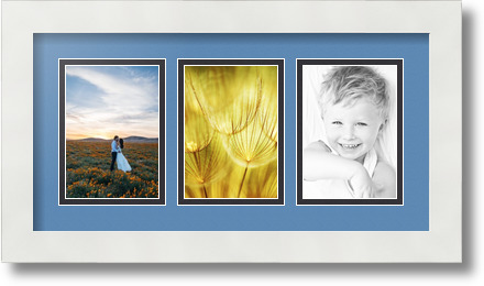 ArtToFrames Collage Mat Picture Photo Frame 3 3.5x5" Openings in Satin White 29