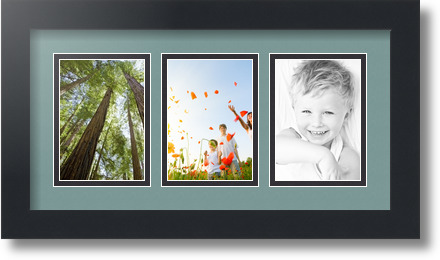 ArtToFrames Collage Mat Picture Photo Frame 3 3.5x5" Openings in Satin Black 29