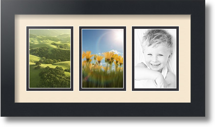 ArtToFrames Collage Mat Picture Photo Frame 3 3.5x5" Openings in Satin Black 29