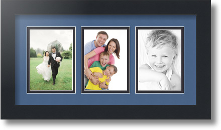 ArtToFrames Collage Mat Picture Photo Frame 3 3.5x5" Openings in Satin Black 29