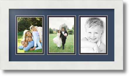 ArtToFrames Collage Mat Picture Photo Frame 3 3.5x5" Openings in Satin White 29