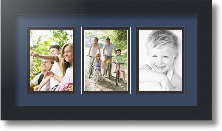 ArtToFrames Collage Mat Picture Photo Frame 3 3.5x5" Openings in Satin Black 29