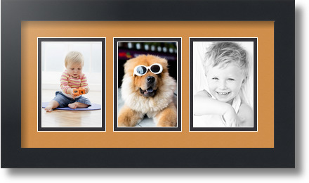 ArtToFrames Collage Mat Picture Photo Frame 3 3.5x5" Openings in Satin Black 29