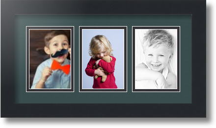 ArtToFrames Collage Mat Picture Photo Frame 3 3.5x5" Openings in Satin Black 29