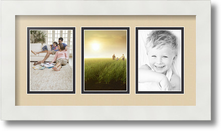 ArtToFrames Collage Mat Picture Photo Frame 3 3.5x5" Openings in Satin White 29