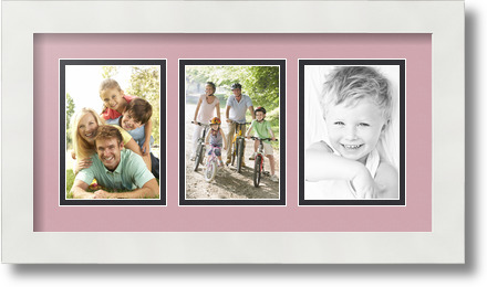 ArtToFrames Collage Mat Picture Photo Frame 3 3.5x5" Openings in Satin White 29