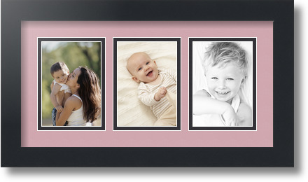 ArtToFrames Collage Mat Picture Photo Frame 3 3.5x5" Openings in Satin Black 29