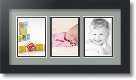 ArtToFrames Collage Mat Picture Photo Frame 3 3.5x5" Openings in Satin Black 29