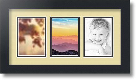 ArtToFrames Collage Mat Picture Photo Frame 3 3.5x5" Openings in Satin Black 29