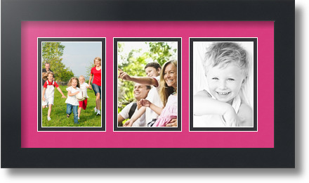 ArtToFrames Collage Mat Picture Photo Frame 3 3.5x5" Openings in Satin Black 29