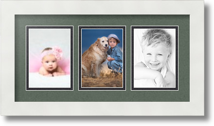 ArtToFrames Collage Mat Picture Photo Frame 3 3.5x5" Openings in Satin White 29