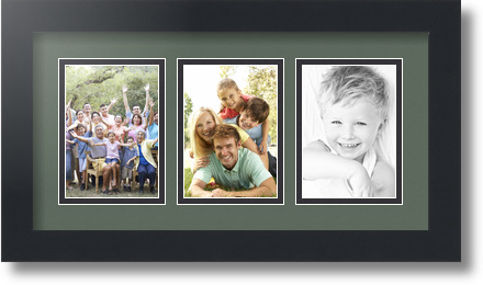 ArtToFrames Collage Mat Picture Photo Frame 3 3.5x5" Openings in Satin Black 29