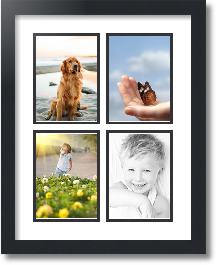 ArtToFrames Collage Mat Picture Photo Frame - 4 5x7" Openings in Satin Black 3