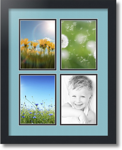 ArtToFrames Collage Mat Picture Photo Frame 3 5x7" Openings in Satin Black 390 