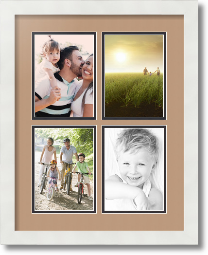 ArtToFrames Collage Mat Picture Photo Frame 4 4x6 Openings in Satin White  2